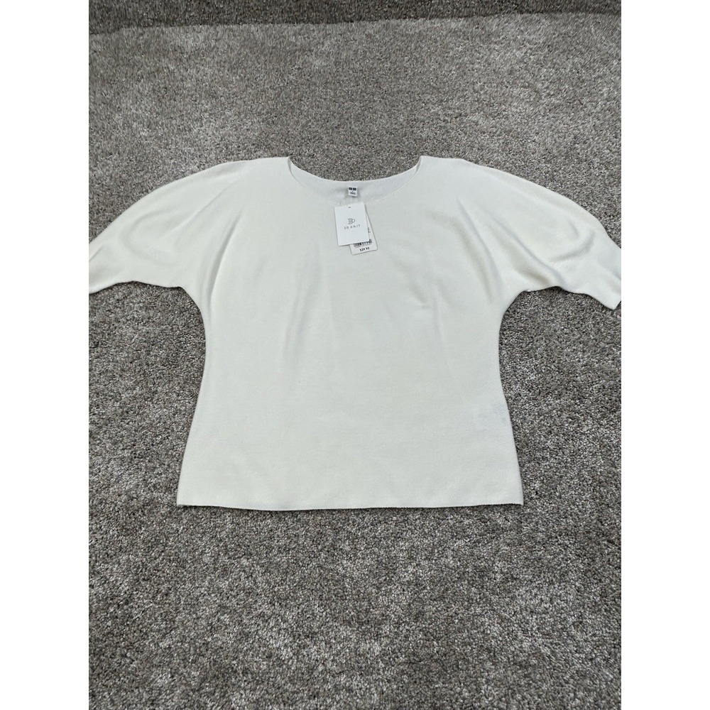 New Uniqlo 3D Knit Seamless Cotton Volume Sleeve‎ Sweater Women's Small #0270